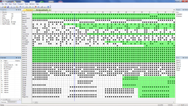Polymeter MIDI sequencer screenshot (Song view)