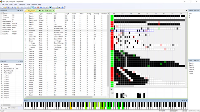 Polymeter MIDI sequencer screenshot (Track view)